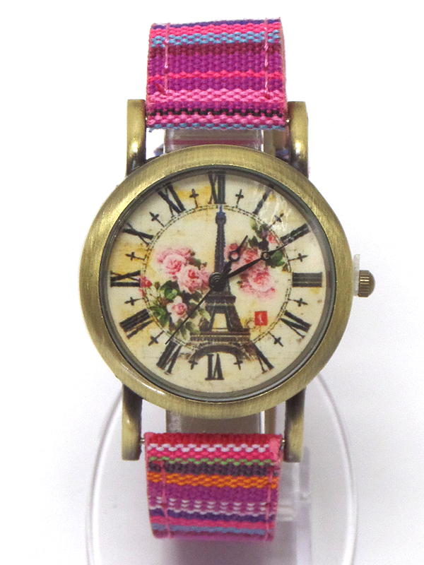 Vintage picture face boho band watch - paris