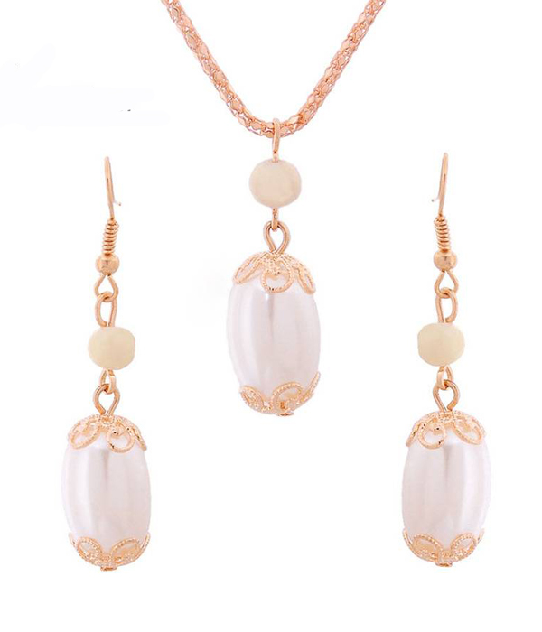 Pearl drop necklace set 