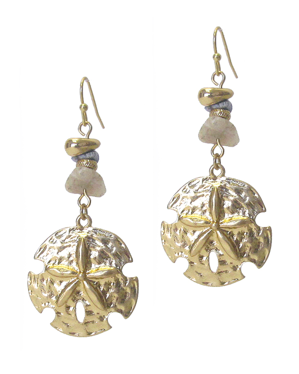 SEMI PRECIOUS STONE AND SAND DOLLAR EARRING