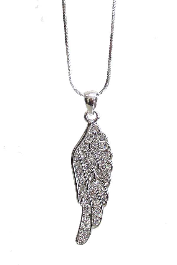 WHITEGOLD PLATING ANGEL WING PENDANT NECKLACE