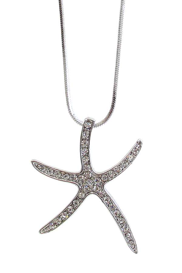 WHITEGOLD PLATING STARFISH PENDANT NECKLACE