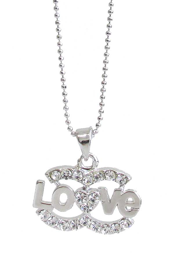 WHITEGOLD PLATING LOVE PENDANT NECKLACE