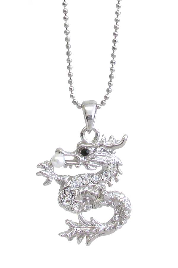 Made in korea whitegold plating dragon pendant necklace