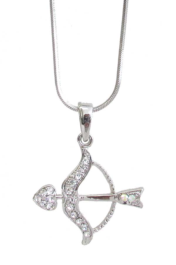 WHITEGOLD PLATING ARROW PENDANT NECKLACE