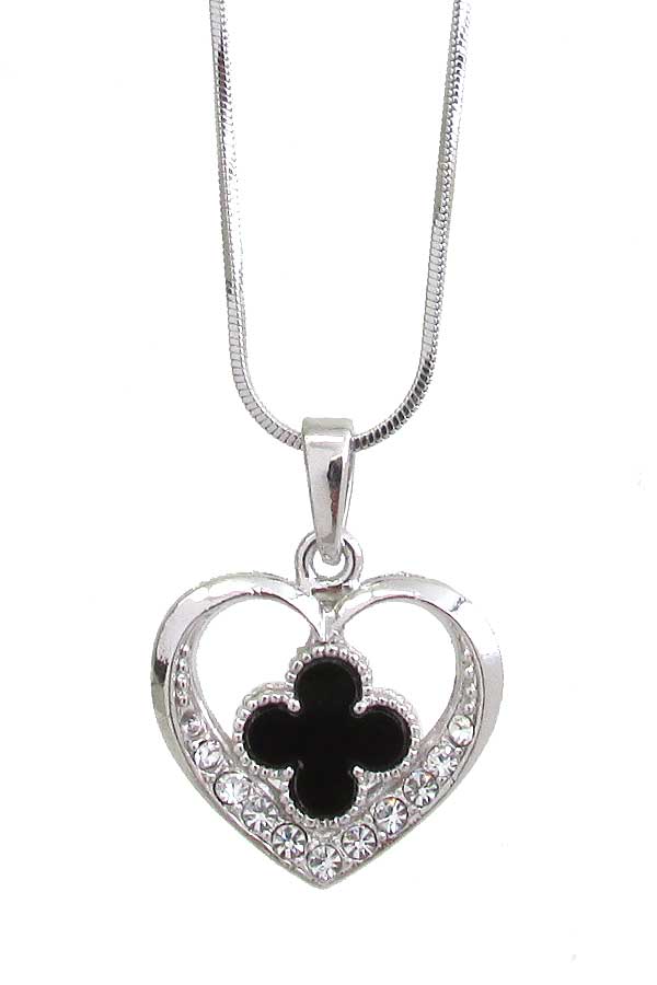 MADE IN KOREA WHITEGOLD PLATING HEART PENDANT NECKLACE