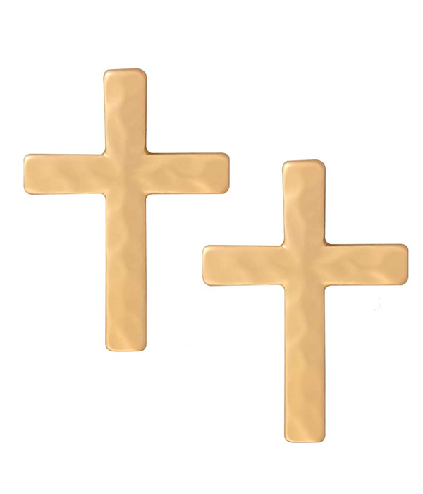 Simple metal cross earring