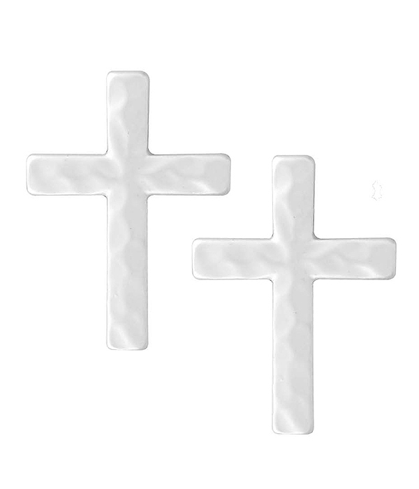Simple metal cross earring