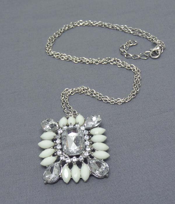 Crystal and acrylic stone mix pendant necklace