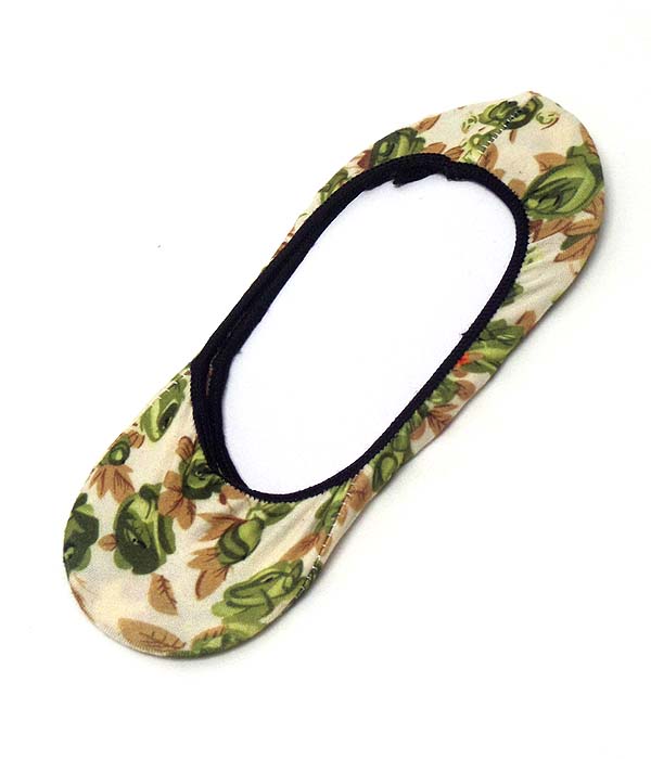 Flower print in door no show socks