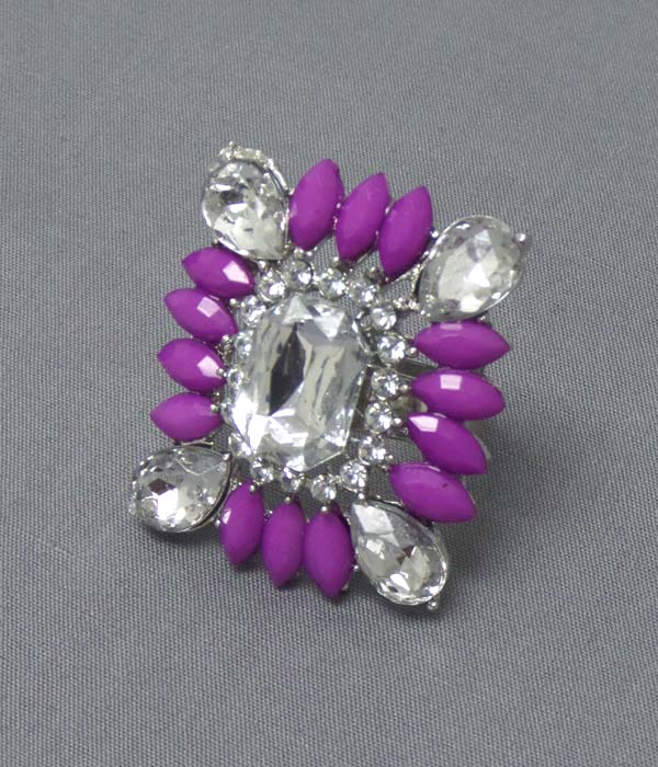 Crystal and acrylic stone mix adjustable ring