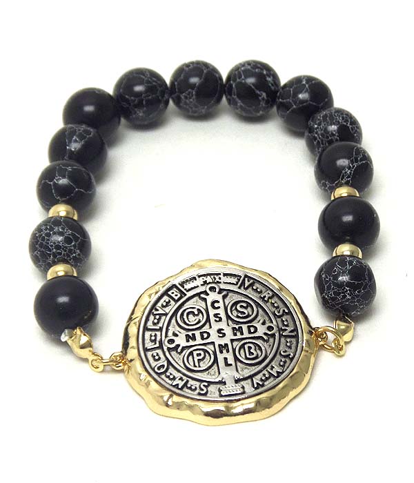 Religious theme rosario cross stretch bracelet
