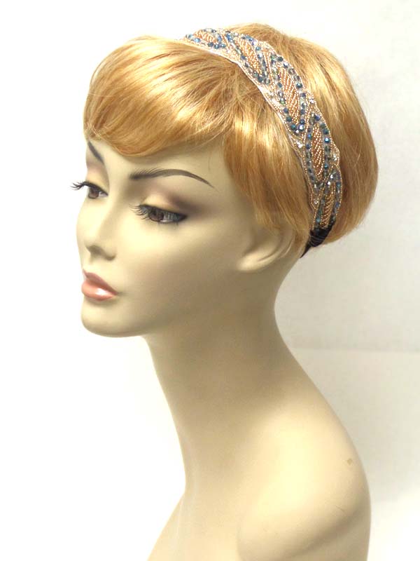 Handmade multi bead on fabric stretch headband