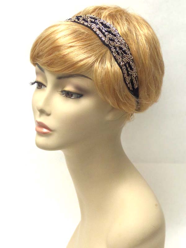 Handmade multi bead on fabric stretch headband