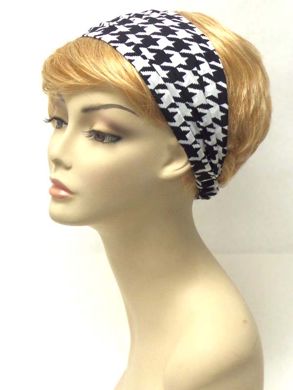 Houndtooth print stretch headband