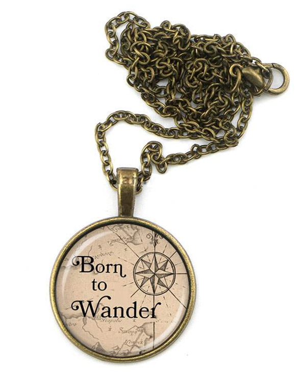 Cabochon necklace - born to wander