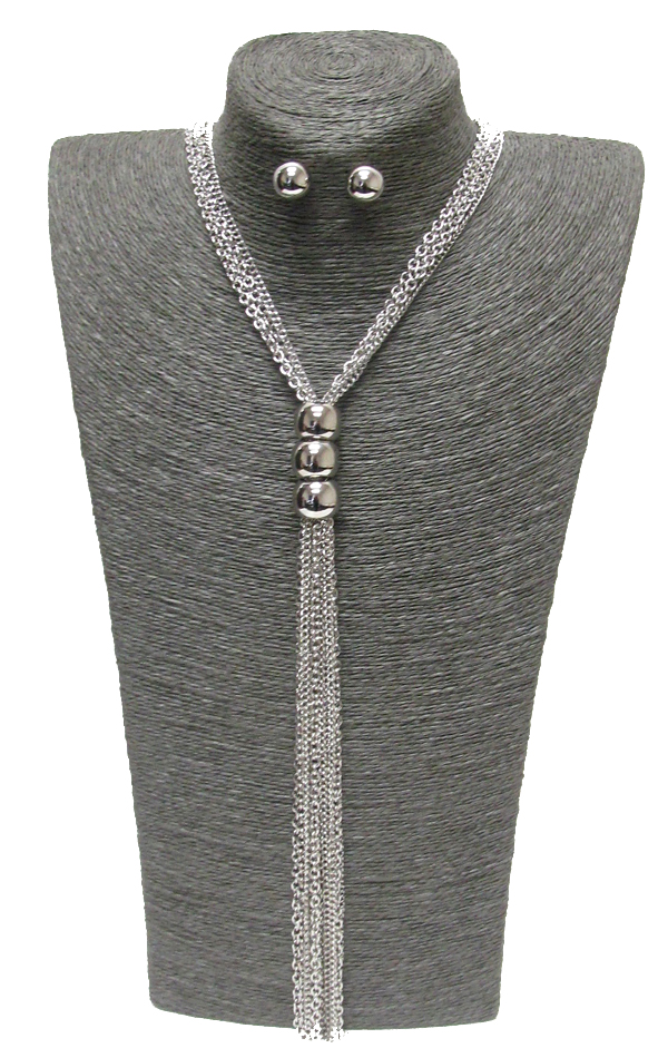 Multi chain tassel drop y shape necklace set