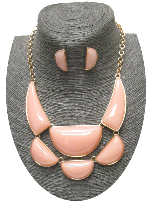Acrylic half moon mix statement necklace set