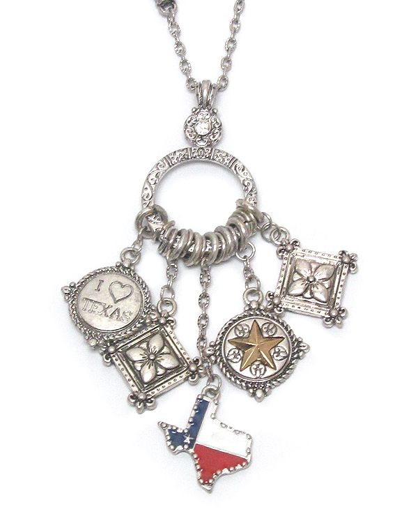 Texas theme metal charm necklace 