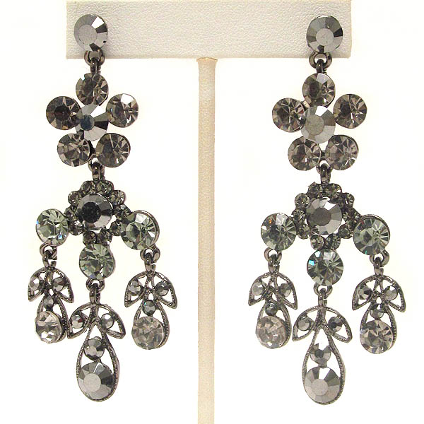 CRYSTAL FLOWER AND LEAF DROP EARRING