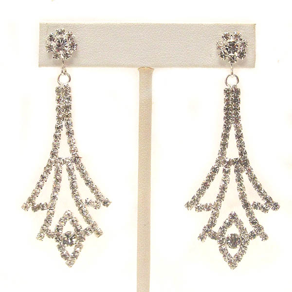 Rhinestone upside down flower drop earring