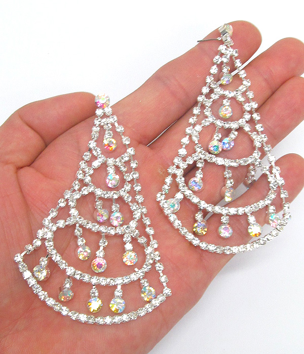 Crystal and rhinestone multi layer party earring