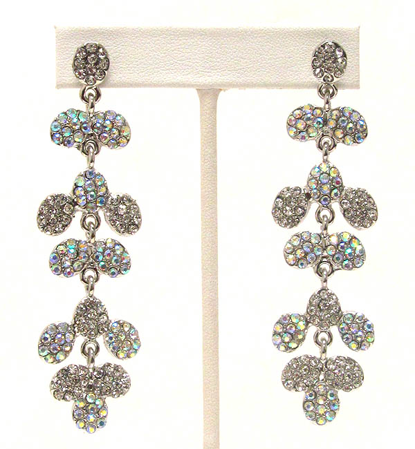 Crystal stud multi flower link drop earring