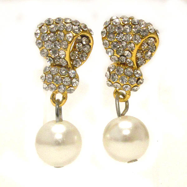 Crystal and pearl drop stud earring