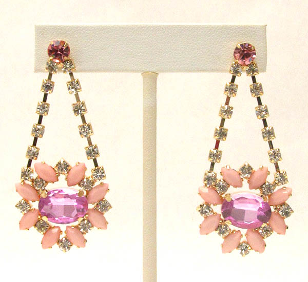 Facet glass and crystal deco rhineston drop earring