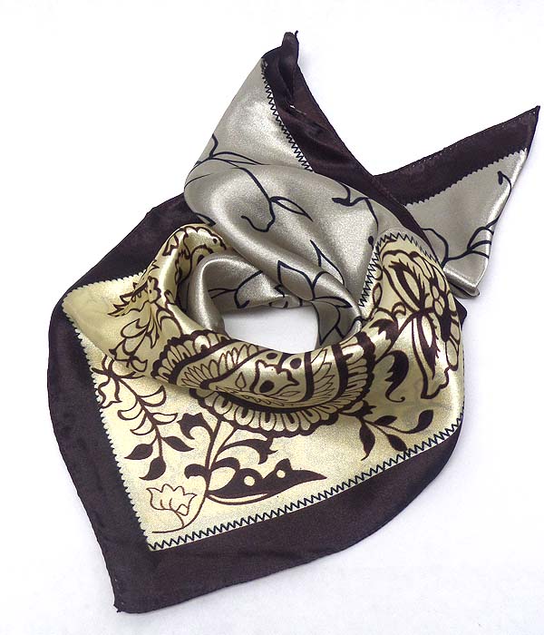 Petite size satin silk scarf - folkloric