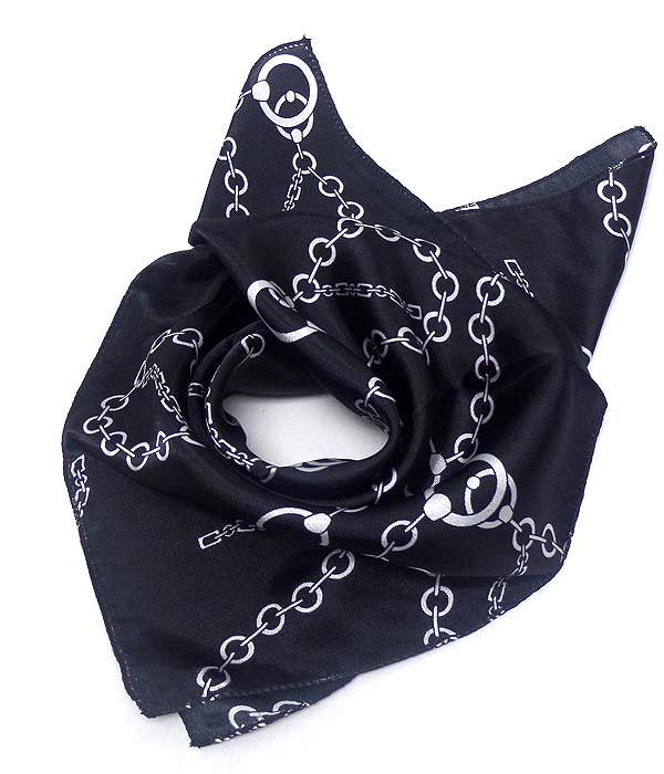 Petite size satin silk scarf - chain