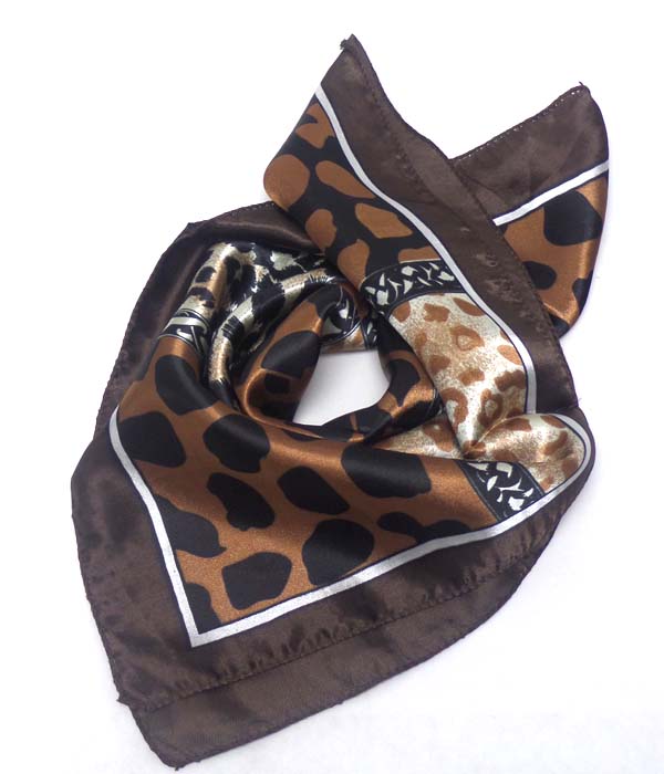 Petite size satin silk scarf - animal
