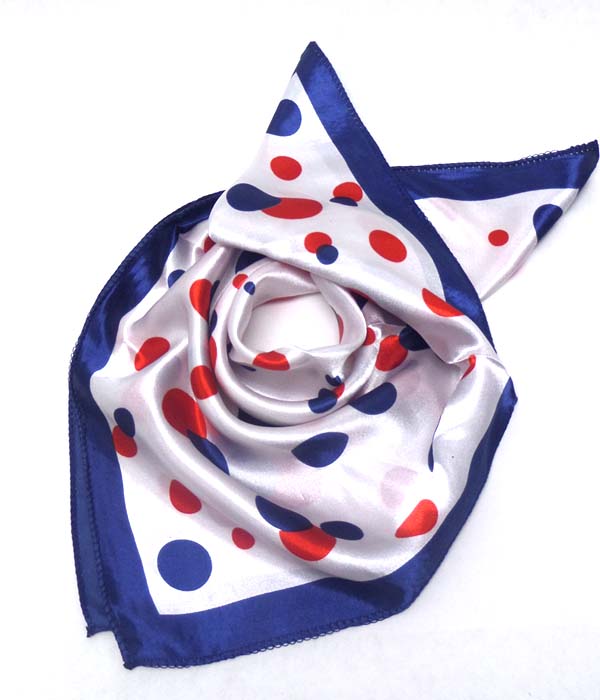 Petite size satin silk scarf - polka dot