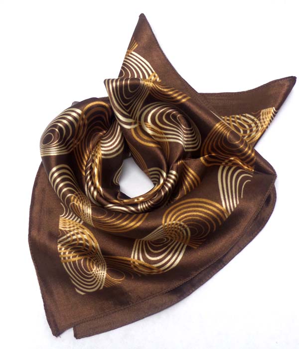 Petite size satin silk scarf - swirl