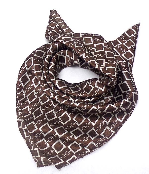 Petite size satin silk scarf - chain