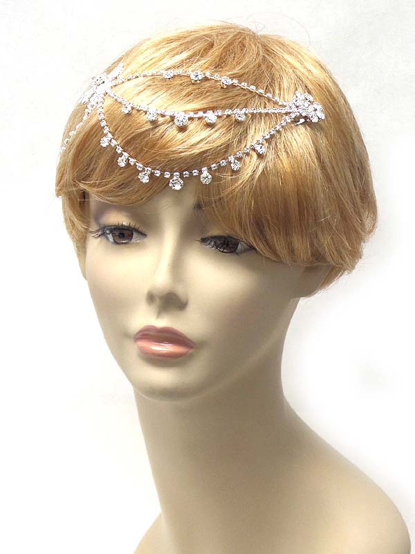 Triple rhine stone link bridal double hair comb