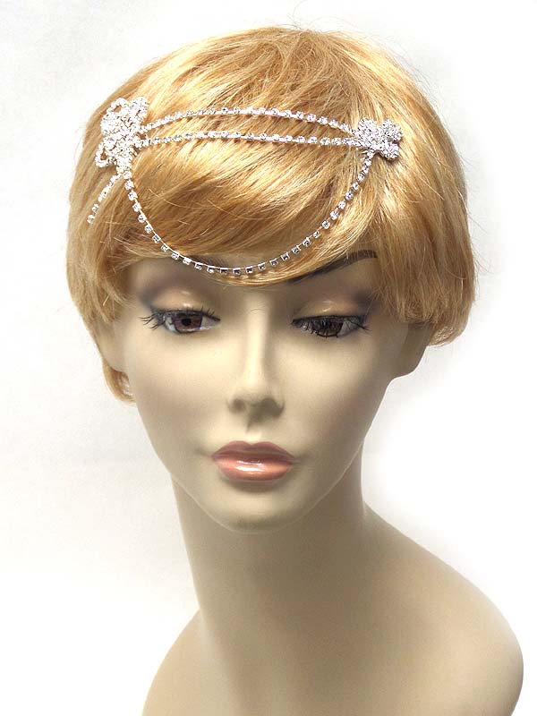 Triple rhine stone link bridal double hair comb