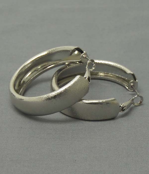 Sandpaper textured metal hoop earring