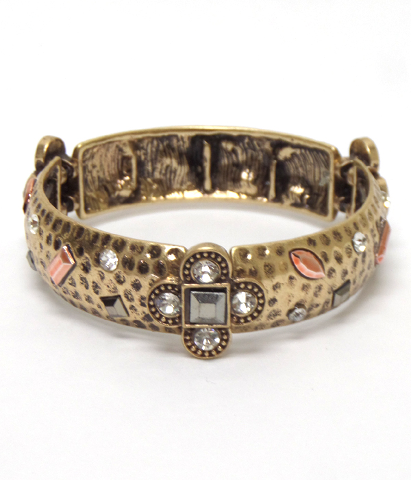 Crystal hammered stretch bracelet