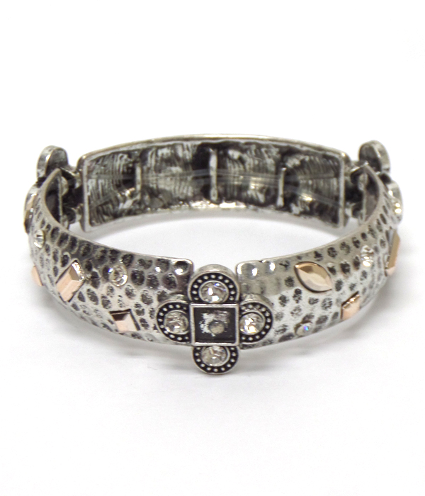 Crystal hammered stretch bracelet