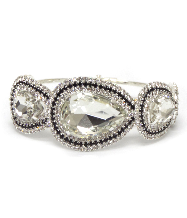 Facet glass and crystal mix teardrop bracelet