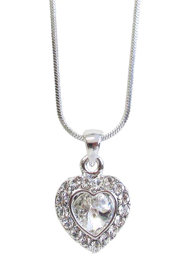 WHITEGOLD PLATING HEART PENDANT NECKLACE