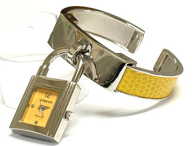 Lock shape face dangle cuff watch - special price 