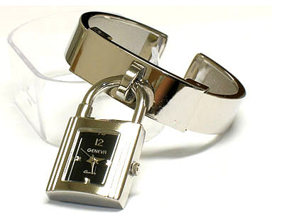 Lock shape face dangle cuff watch - special price 