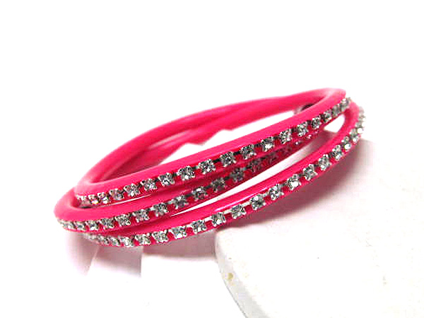 Crystal and rubber cord cover wrap bracelet