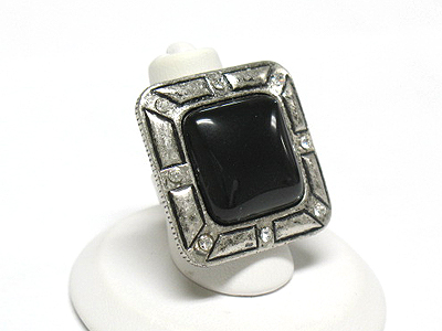Square shape natural stone adjustable size fashion ring
