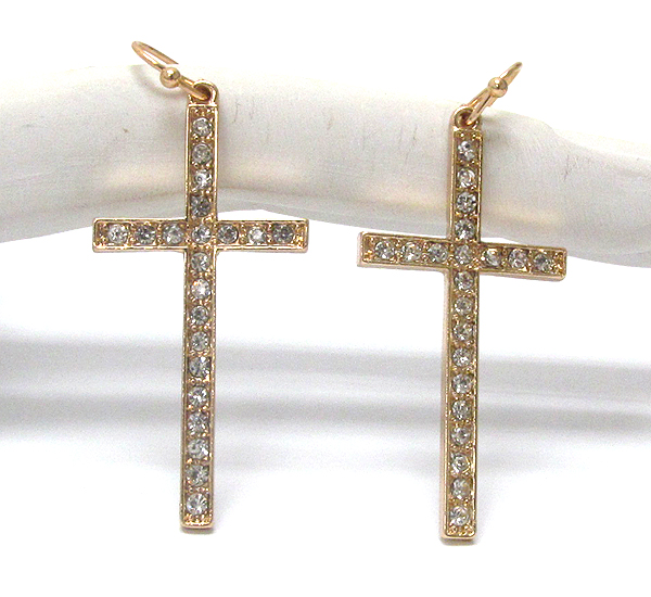 Crystal deco cross earring