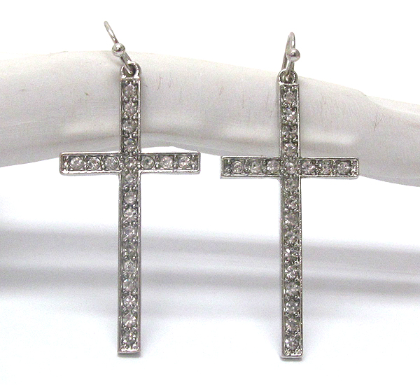Crystal deco cross earring