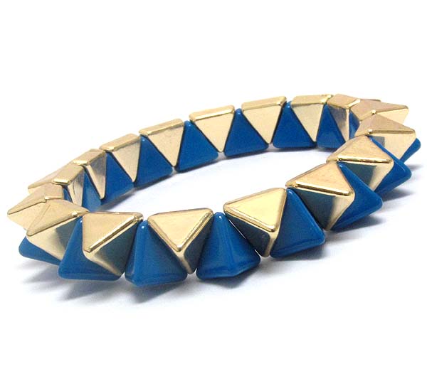 MULTI METAL AND ACRYLIC SPIKE LINK STRETCH BRACELET