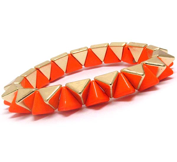 MULTI METAL AND ACRYLIC SPIKE LINK STRETCH BRACELET