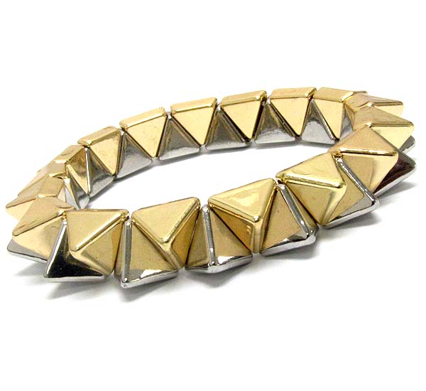 MULTI METAL AND ACRYLIC SPIKE LINK STRETCH BRACELET